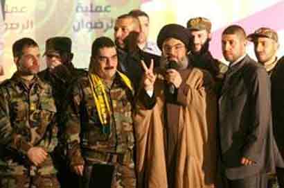 Apparition du Sayed Hasan Nasrallah aux côtés des héros de retour au pays
