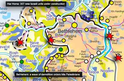 Bethléem est attaquée par l'expansion de la colonie de Har Homa
