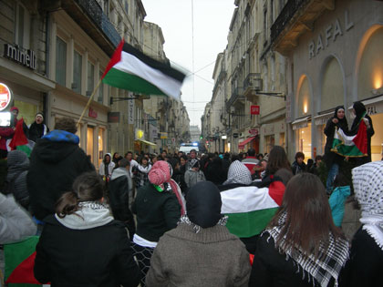 Bordeaux : la plus longue rue piétonne d'Europe bloquée pour dénoncer l'apartheid d'Israël !