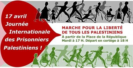 Mise à jour 18/04/2018 - Les photos de la Grande marche à Paris du mardi 17 avril, Journée internationale des Prisonniers palestiniens
