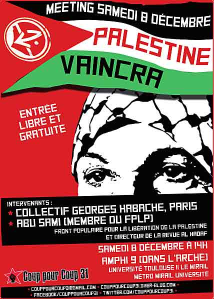 Meeting 'Palestine vaincra !' samedi 8 décembre à 14h à Toulouse