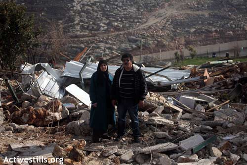 23 janvier 2012, 8 maisons détruites à Anata, près de Jérusalem. Plus de 50 Palestiniens sans abri