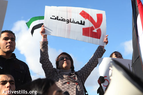 'N'envisagez pas un retour aux négociations !' Rassemblement samedi 4 février à Ramallah et à Naplouse occupées