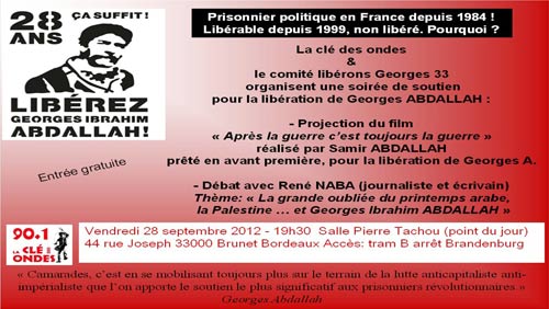 Soirée de soutien pour la libération de Georges Ibrahim Abdallah