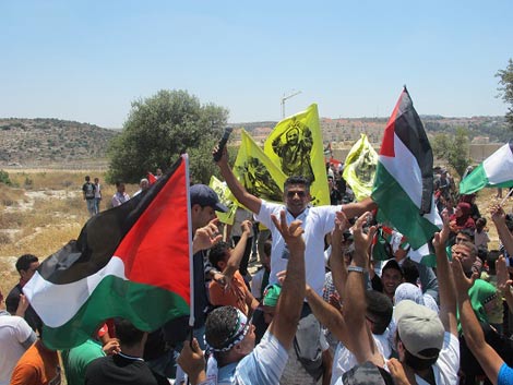 Manifestation festive à Bil'in, ce vendredi 1er juillet